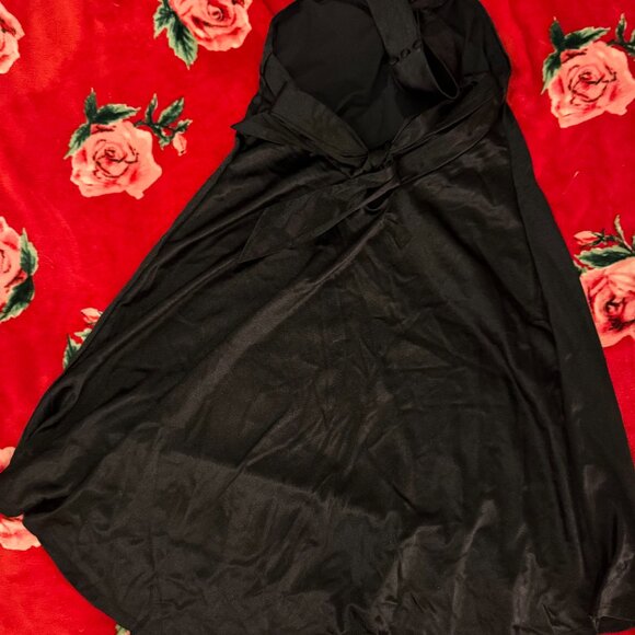 Klassy Network Black Halter Tie Waist Dress w/ Built-In Bra Size L NWT LBD - Picture 3 of 10